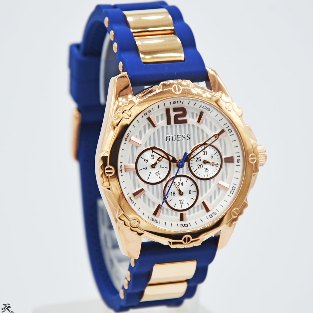 GUESS W0325L8 Intrepid - Jam Tangan Wanita - Biru/Rose Gold