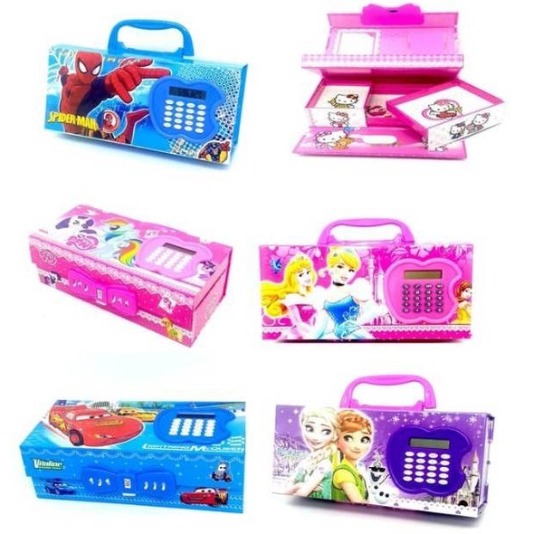 

[KODE H88EB] Tempat Pensil Kode Kunci 3 Susun ada Kalkulator LOL Pony Hello kitty Tayo tsum2