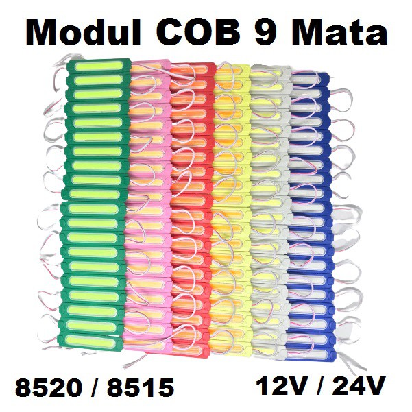 Modul Lampu LED Module COB 9 Mata 8520 8515 12 / 24 Volt 12V 24V Kolong Dashboard Mobil Motor Neon Box