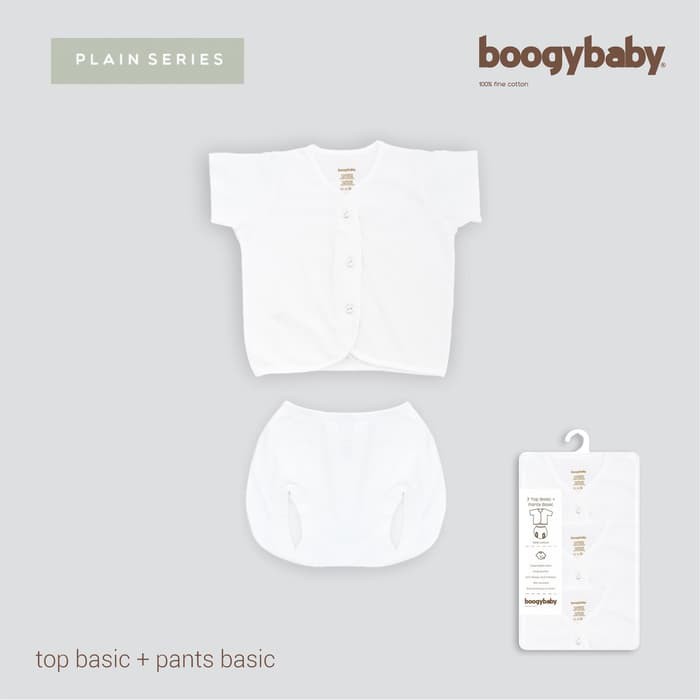 Makassar ! Setelan Pendek Bayi BOOGYBABY Basic White Compact 0-6 BLN ( 1 PSG )