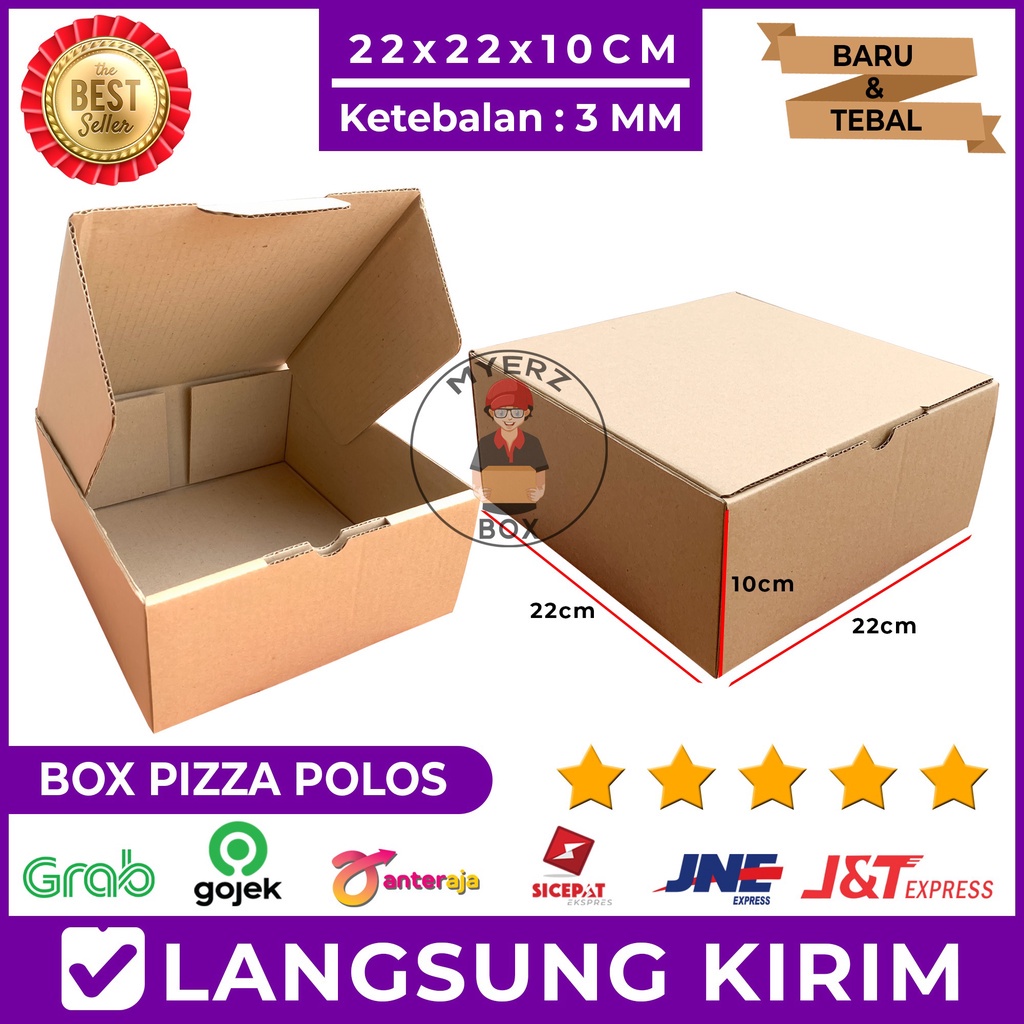

Kardus Die Cut Pizza Polos 22x22x10 Cm Single Wall, Tebal Baru Murah