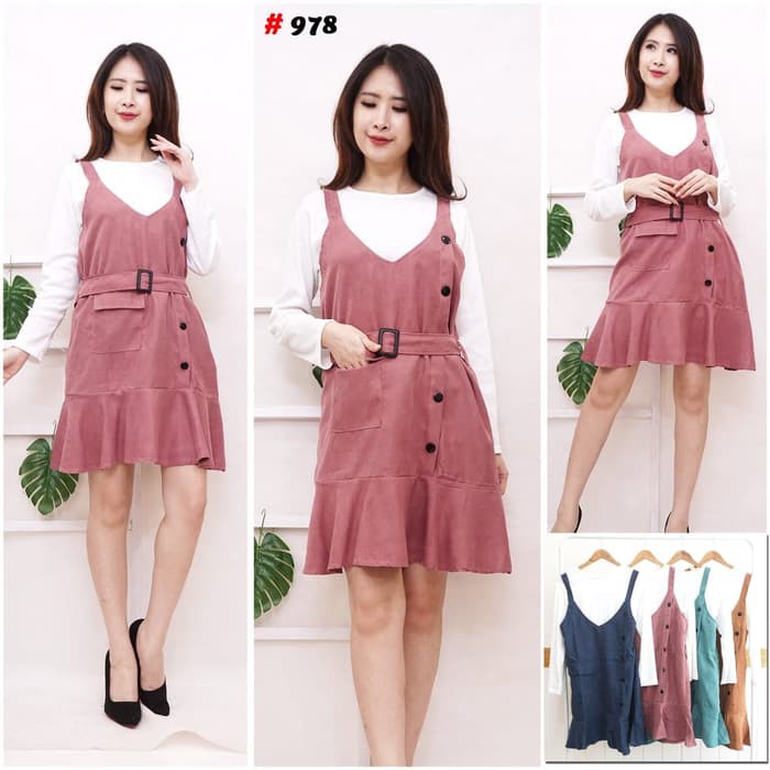 |JakartaFashion| overall peplum rok cordoray kantong belt kodorai tebal aksen kancing dalaman pisah