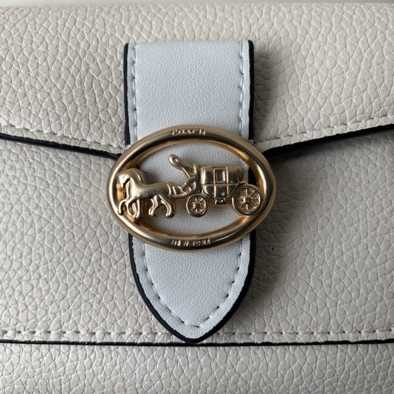 Coach Georgie Small Wallet In Signature Pebble White (C6654)