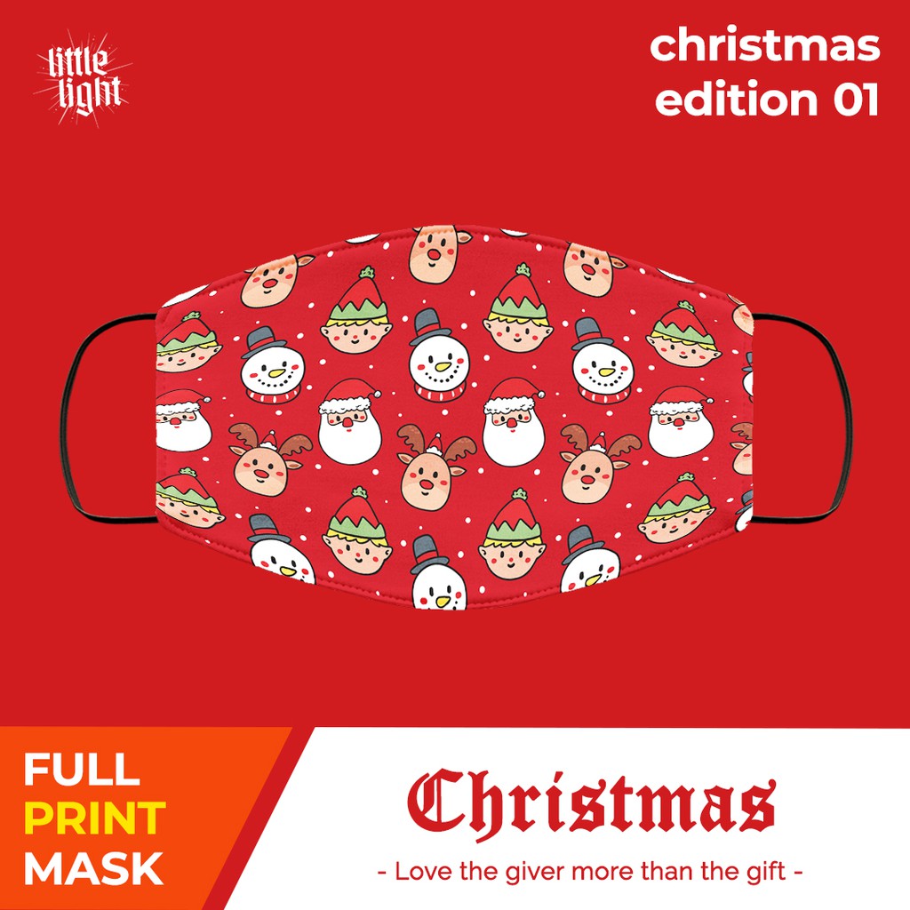 Masker Kain Tema Natal Dewasa & Anak