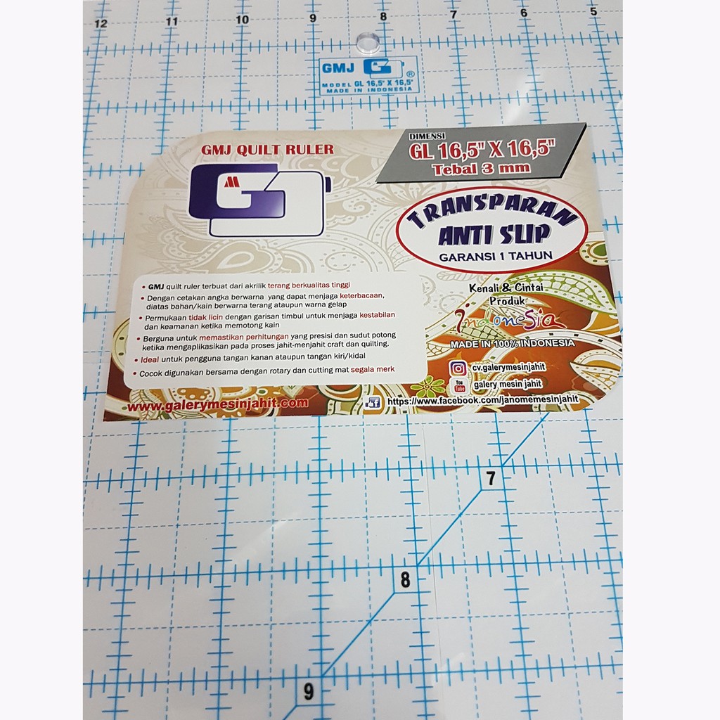 penggaris carft dan quilting 16,5x16,5 inchi - GMJ