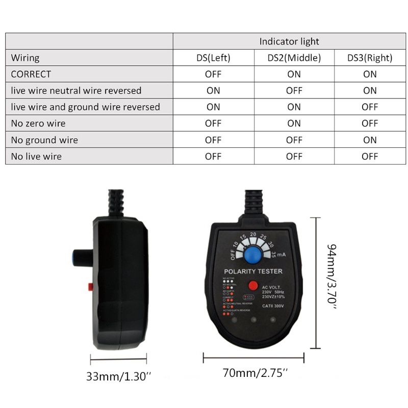 Btsg Socket Phase Detector 3phase Polarity Phase Check Plug Tester Tes Live Netral