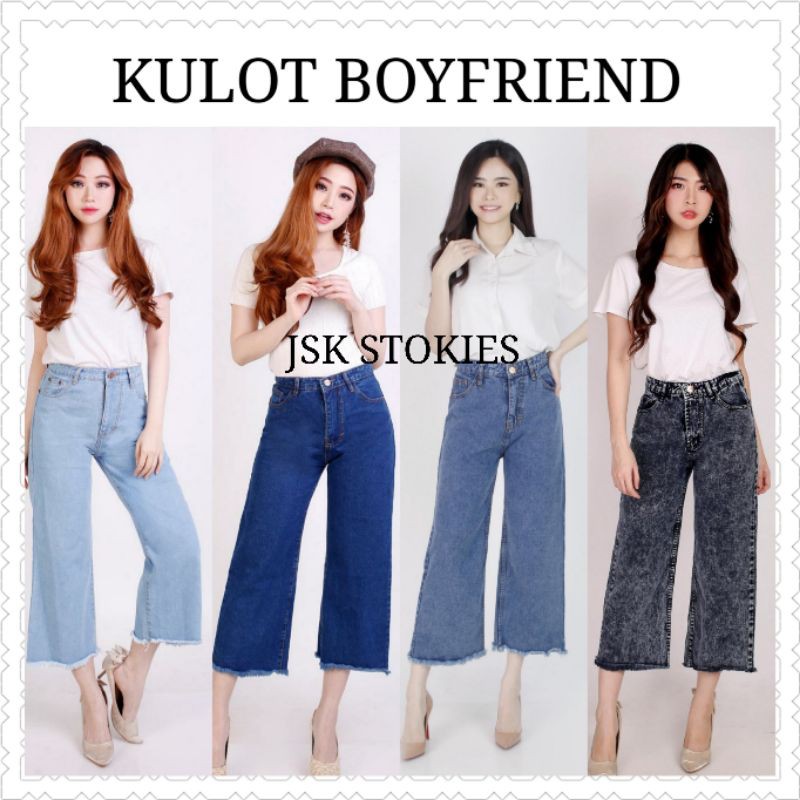 Celana Kulot Boyfriend Jeans Wanita