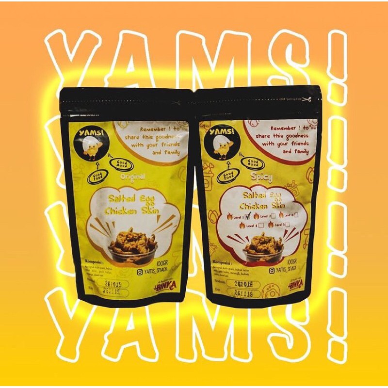 

yamssnack kripik kulitayam dengan bumbu saltedegg