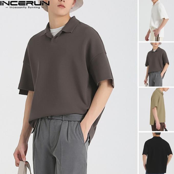 Incerun Pria Kasual Longgar Lengan Pendek Shirts Retro Pintar Top Tee