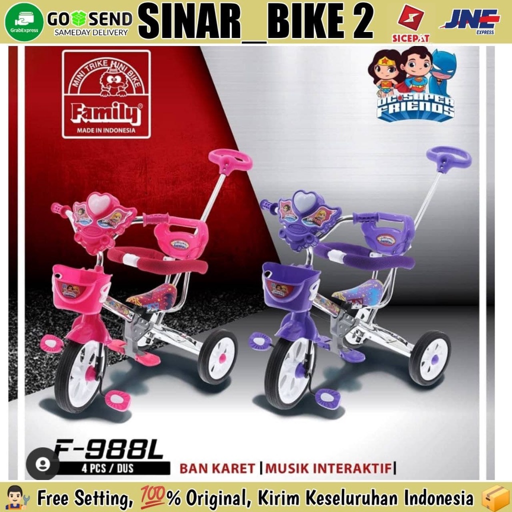 Sepeda Roda Tiga 3 FAMILY ARAVA 988 R/L Tricycle Anak Ban Karet Musik