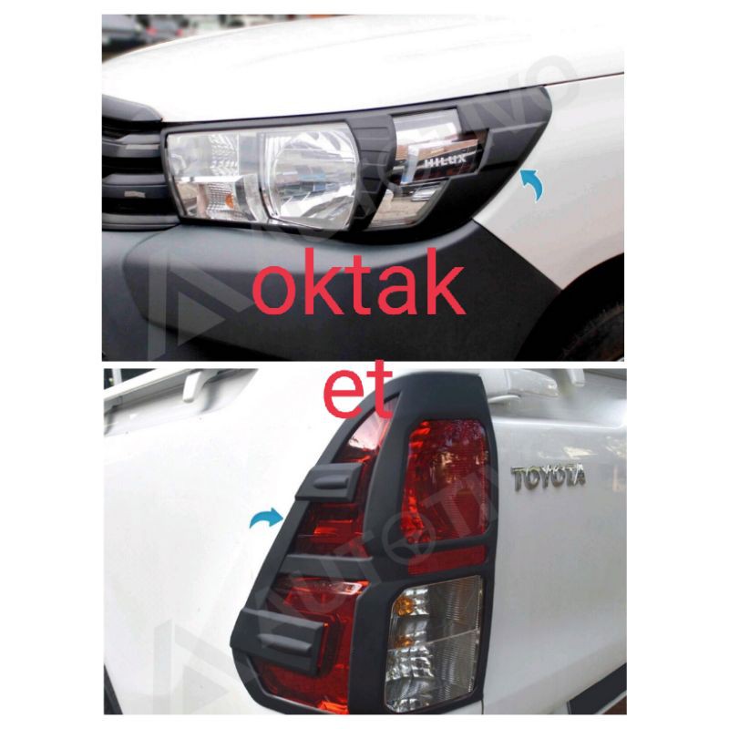 paket garnish lampu depan belakang all new hilux hitam chrome jsl