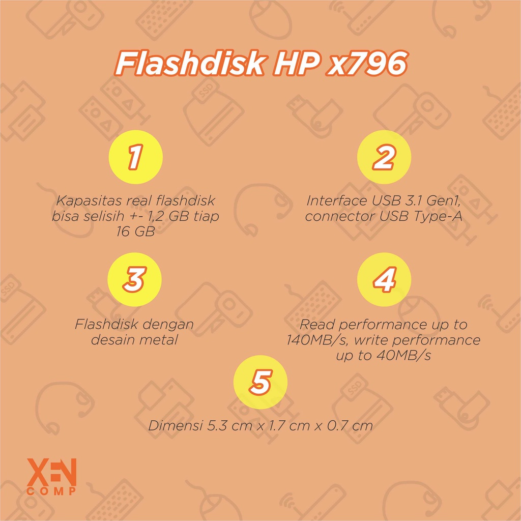 Flashdisk HP X796 16GB / 32GB / 64GB USB 3.1 Original