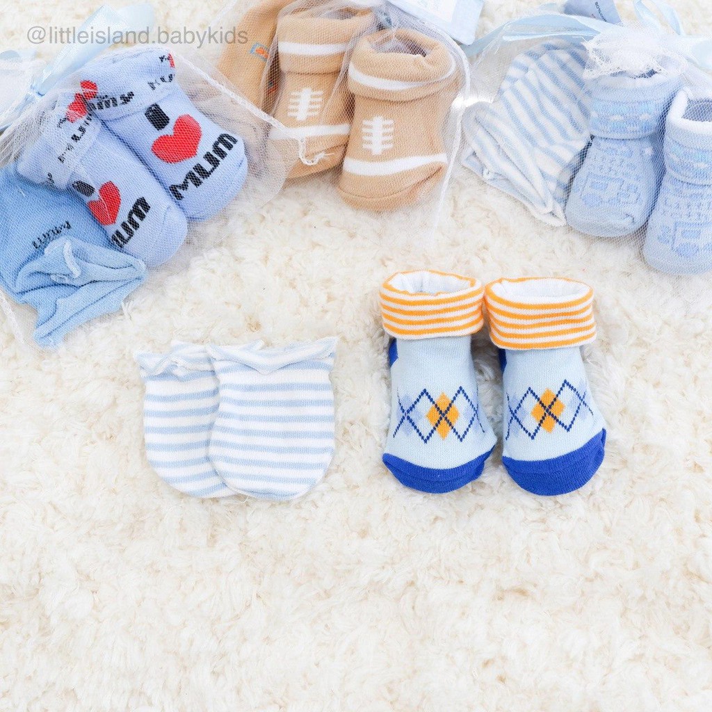 LIN9033 Girls/Boys - 2 in 1 IMPORT Set Kaos Kaki + Sarung Tangan Bayi