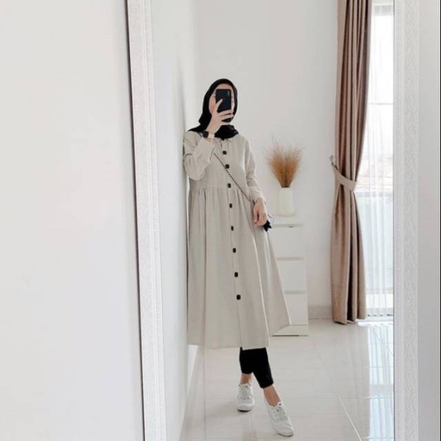 Meza midi dress warna ivory by dima.hf