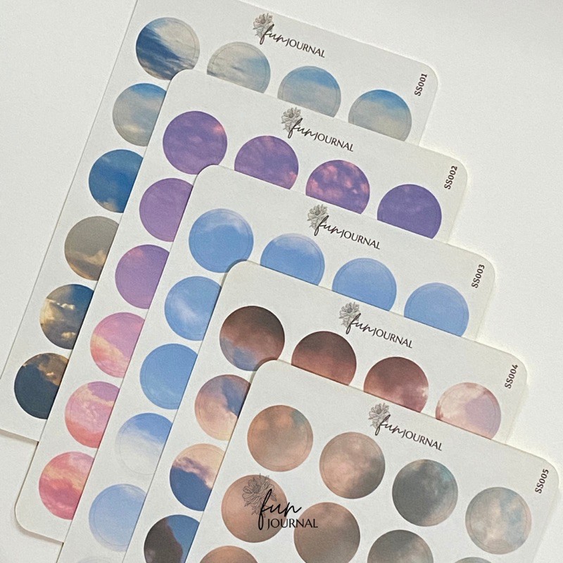 

SKY ROUND STICKER STIKER SHEET UNTUK JOURNAL JURNAL PLANNING PLANNER SCRAPBOOK DIY BUJO