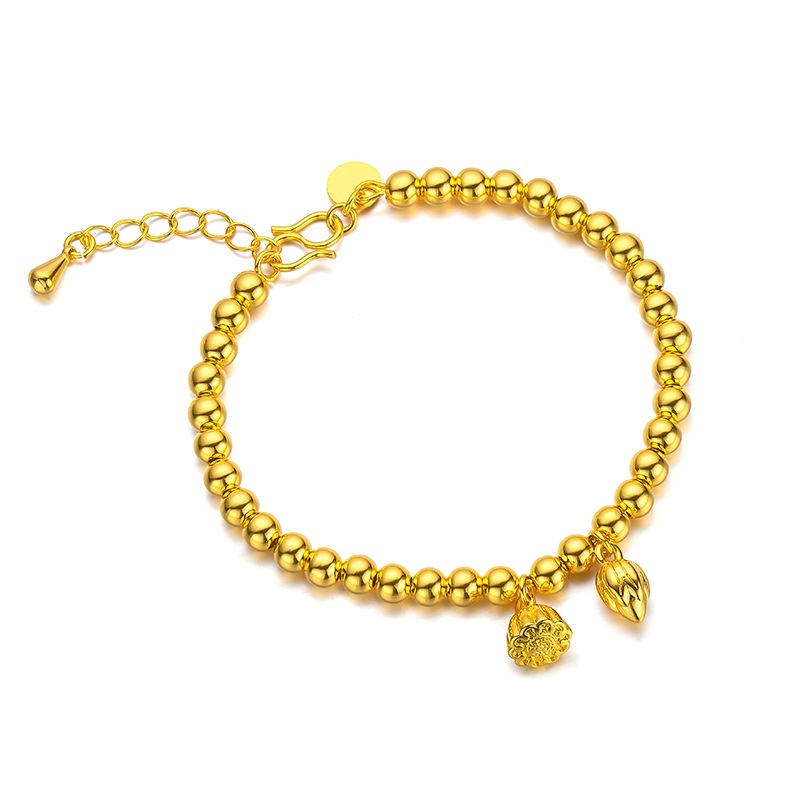 Goldkingdom Perhiasan Fashion Emas Asli Kadar 375 Bangkok Aksesoris Ready Stock Transfer Mutiara Lotus Liontin Lotus Gelang Bracelet Membawa Keberuntungan Untuk Wanita