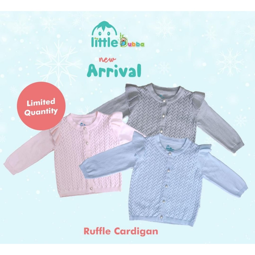 Bamboo &amp; Bub Cardigan Ruffle Kardigan Sweater Knit Kntited Bayi Luaran Lucu Atasan Baju Anak Bayi