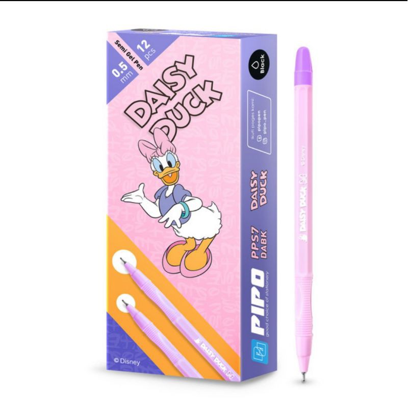 Pipo Pulpen PPS7 DAISY DUCK Versi Disney Tinta Hitam Pen SATUAN Ecer