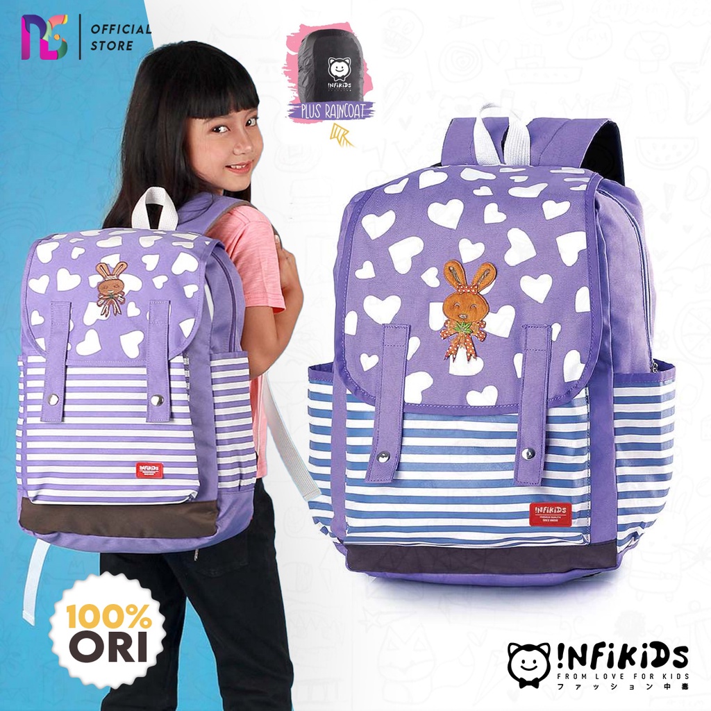 Tas Anak Perempuan / Tas Anak Sekoalah Anak Perempuan Infico Ungu Motiv Bunga ASLI PREMIUM Distro / 