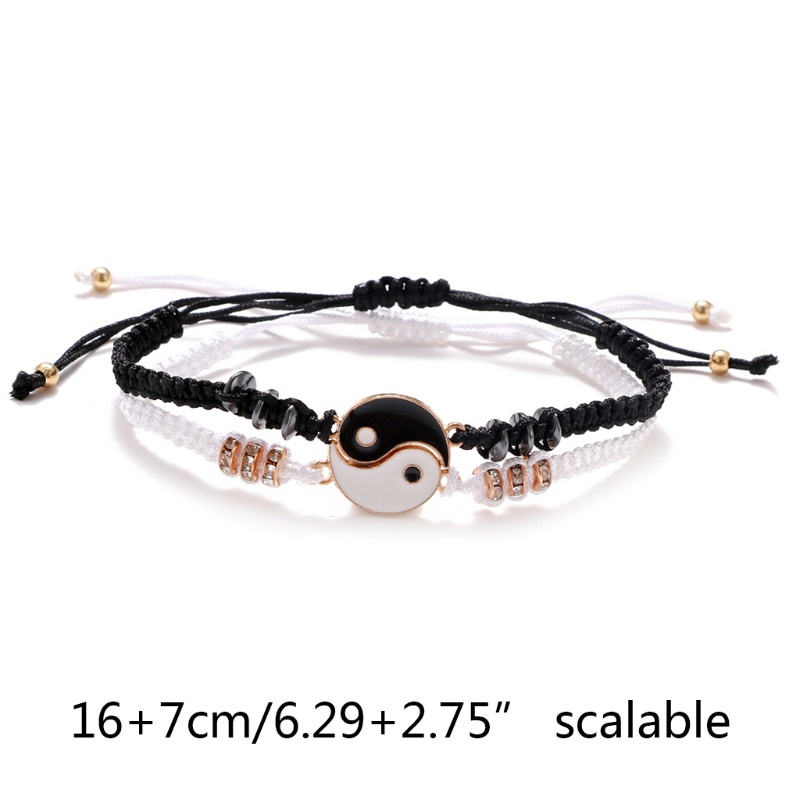 Siy Gelang Persahabatan Strap Kepang Bandul Desain Yin Yang Adjustable Untuk Priawanita