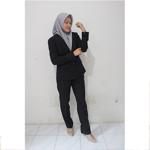 Blazer JUMBO 6L-7L-8L kode 013 kancing dua warna hitam setelan Rok Dan Celana-seragam Guru dan PNS-Pakaian Pemda terbaru-blazer terbaru