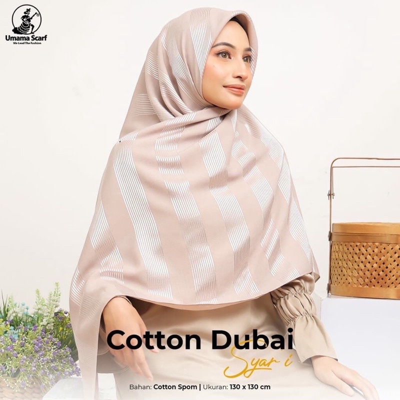 Hijab Square COTTON  DUBAI SYAR'I Original UMAMA Scarf Syari Segiempat 130x130cm