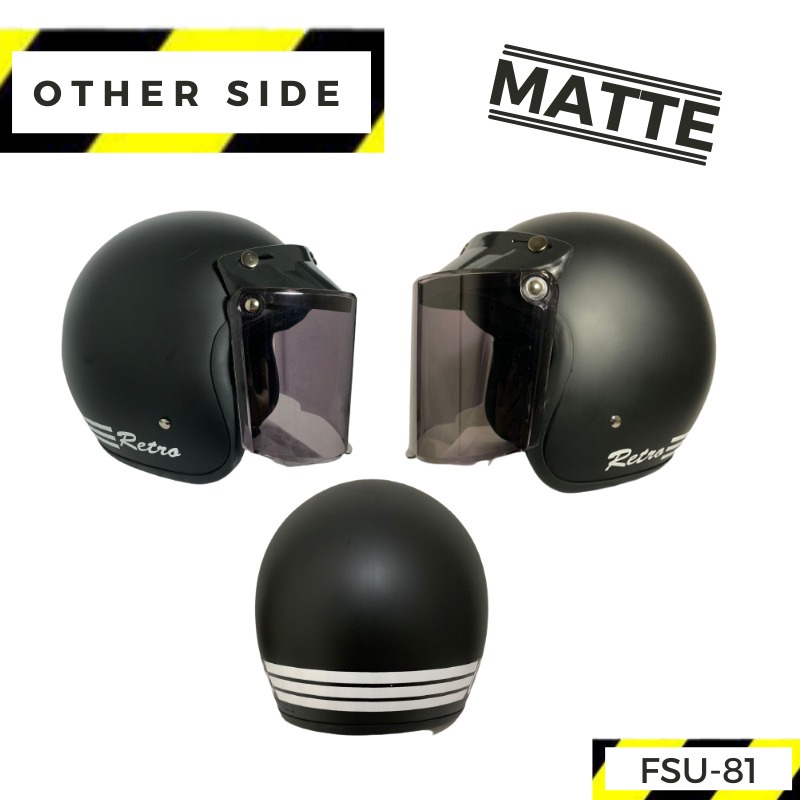 Helm Bogo Retro Dewasa Unisex Kaca Datar Doff &amp; Glossy ber SNI