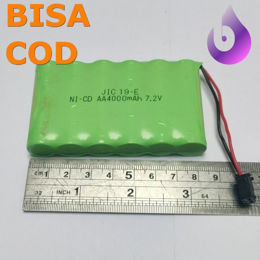 Baterai NiCd RC AA 4000mAh 7.2V Socket Hitam isi 6