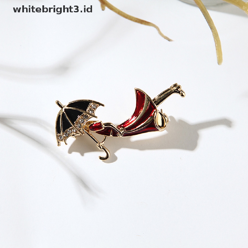 (whitebright3.id) Bros Pin Enamel Desain Payung Hias Kristal Berlian Imitasi Untuk Wanita