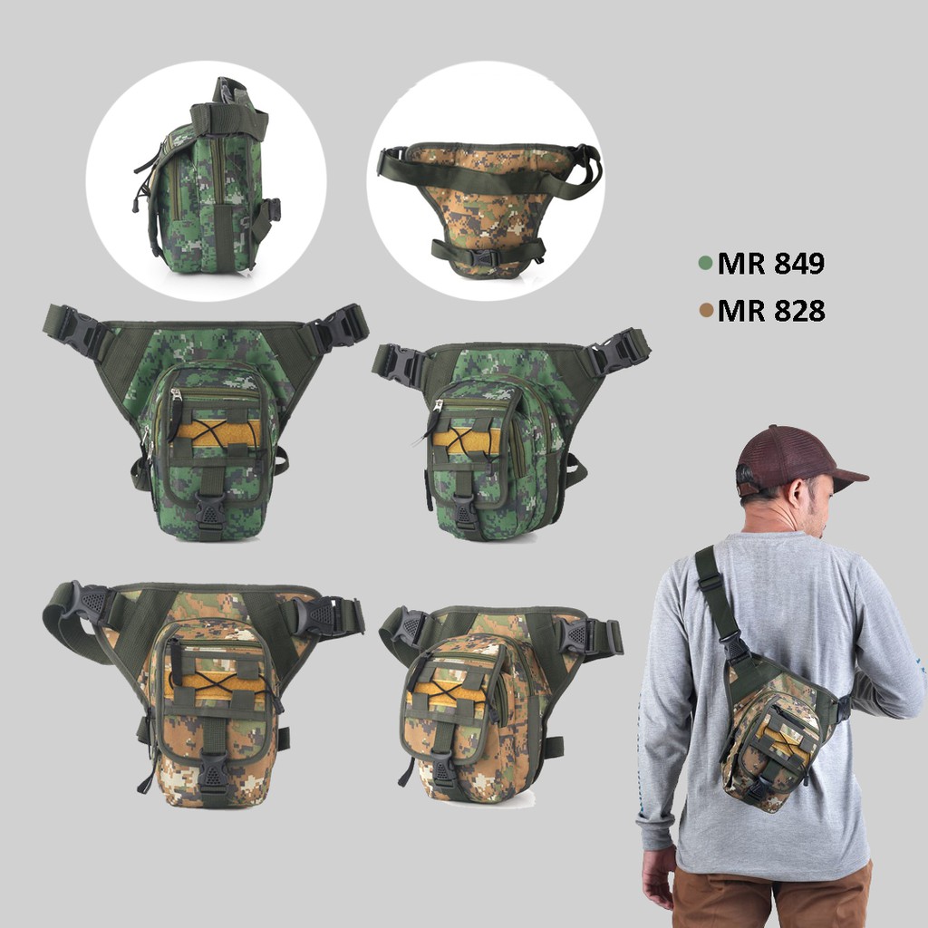 Tas Selempang Pria Waistbag Tas Pinggang Tactical Loreng Army Tas Kaki Paha Samping Cowok