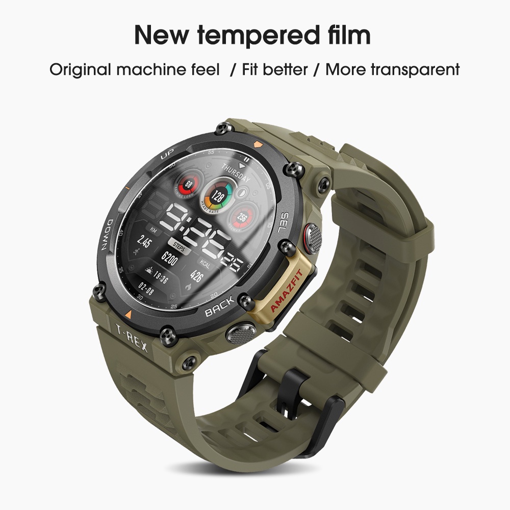 1 / 2pcs Pelindung Layar Tempered Glass HD 9H Untuk Smartwatch Amazfit T-Rex 2