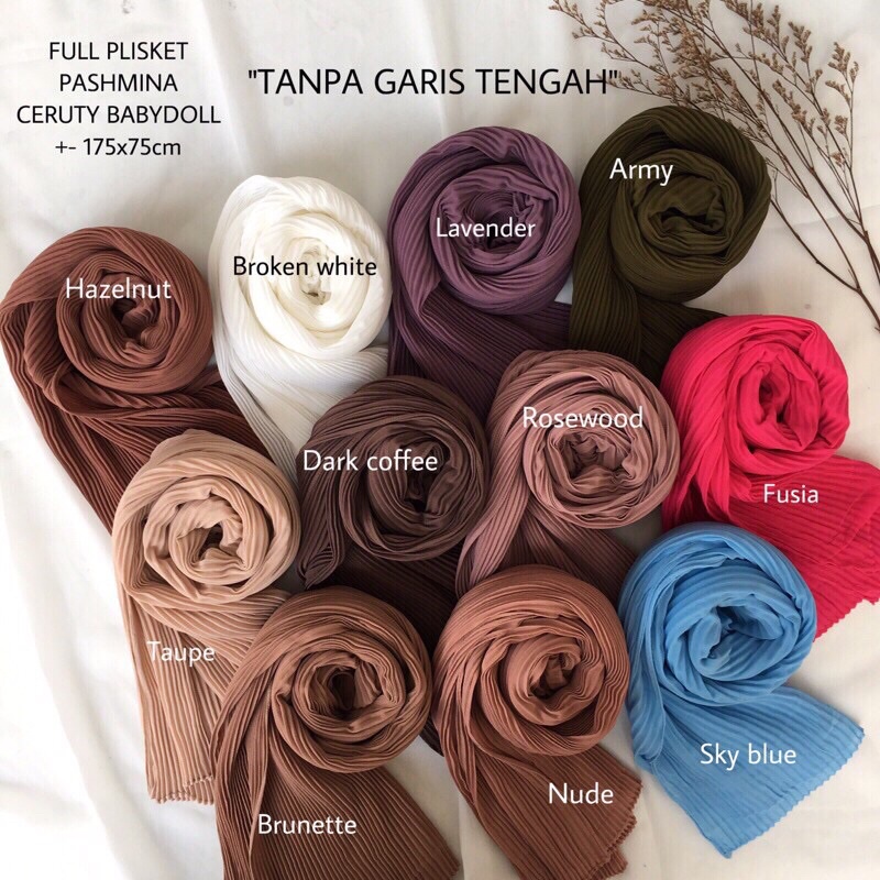 [TANPA GARIS TENGAH] FULL PLISKET PASHMINA pashmina plisket ceruty babydoll pasmina plisket-6
