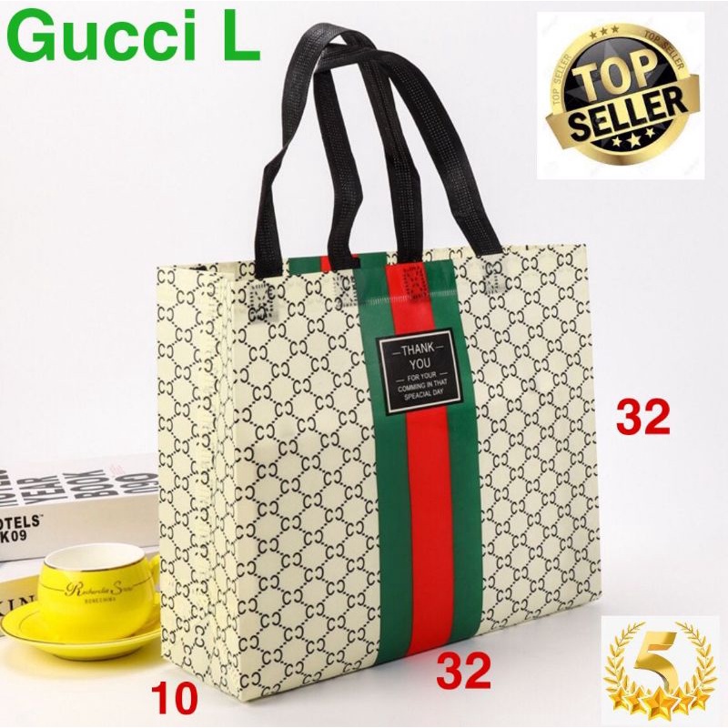 TAS KAIN 32x10x32 GUCCI L Tas kain branded Tas shopping Tas kain motif Tas Spunbond mewah Goodie bag