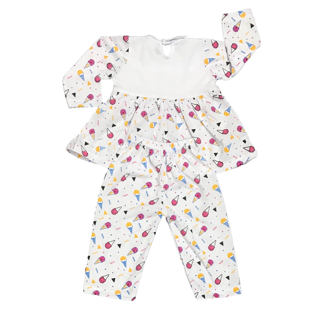 BAYIe - Setelan Baju Bayi/Anak Panjang Perempuan motif ICE CREAM COOL BABY usia 0 - 12 bulan