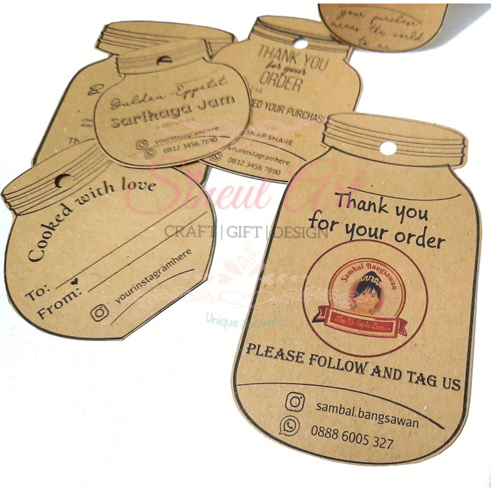 

Sineul Art Hangtag Bisnis Bentuk Toples/ Vintage Mason Jar Tag/ Brand Thankn You Label Hangtag