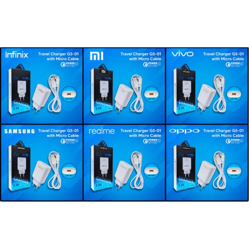 Charger Branded G5-01 1USB 3.5A POWER QUICK 3.0 USB Android Micro