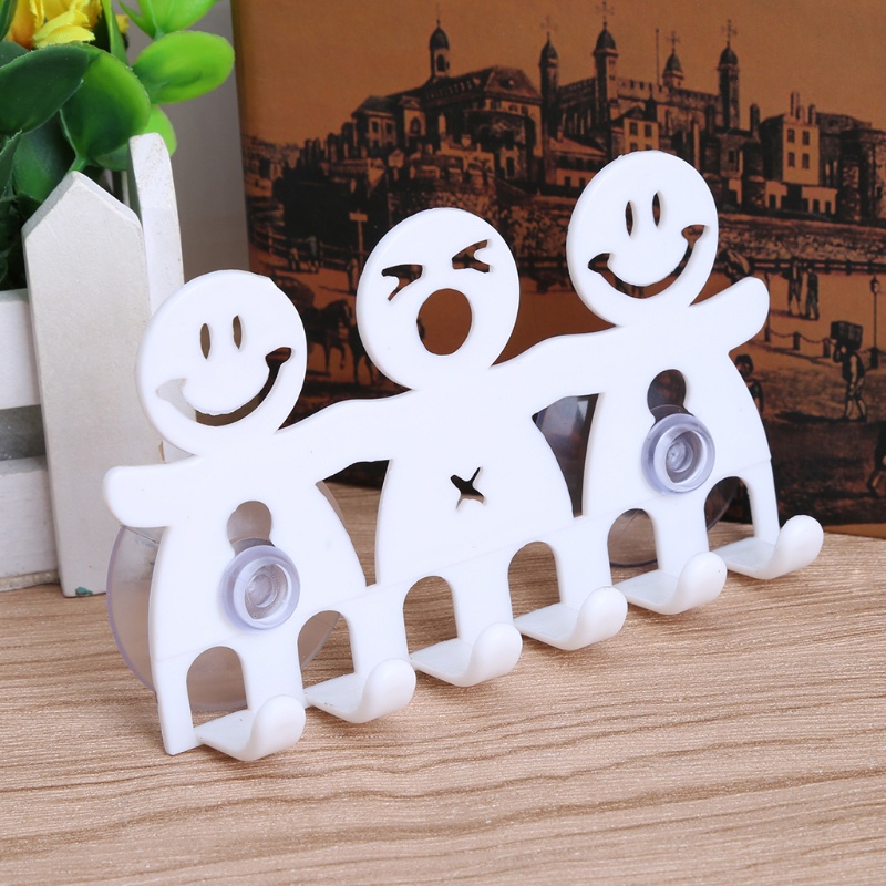 Holder Sikat Gigi Desain Smiley Face Dengan Suction Cup Untuk Kamar Mandi