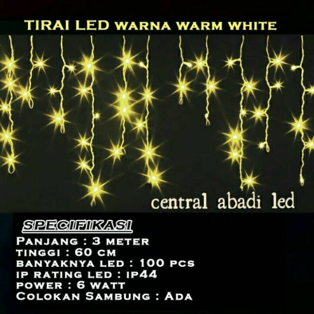 Lampu Natal Tirai Warm White