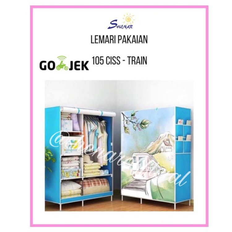 SHENAR , LEMARI BAJU PORTABLE RAK BAJU KAIN BONGKAR PASANG PENYIMPAN BAJU 2 SISI  LEMARI PORTABLE BUKA SAMPING SEPERTI TIRAI PADA JENDELA - LEMARI 105 CISS