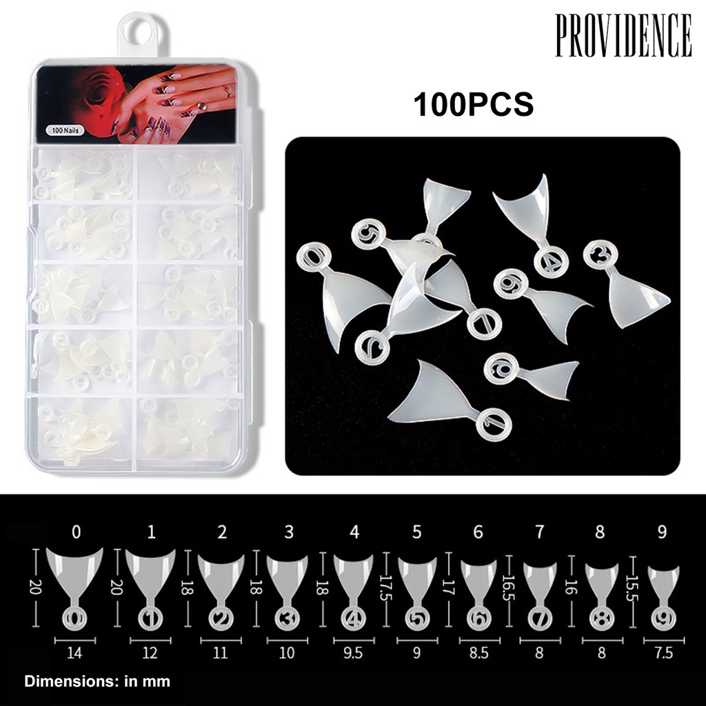Providence 100pcs / Set Kuku Palsu Extension Model Pendek Transparan Untuk Nail Art DIY