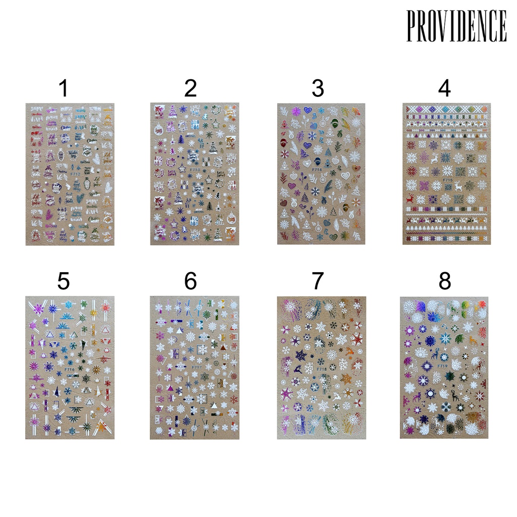 Providence 1 Sheet Manicure Decal 3D Compact Safe Colorful Christmas Series Nail Art Transfer Sticker for Women