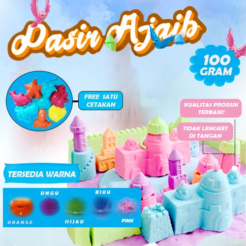 Mainan Pasir Ajaib 100Gram  FREE 1 Cetakan/ Magic Sand/ Play Sand