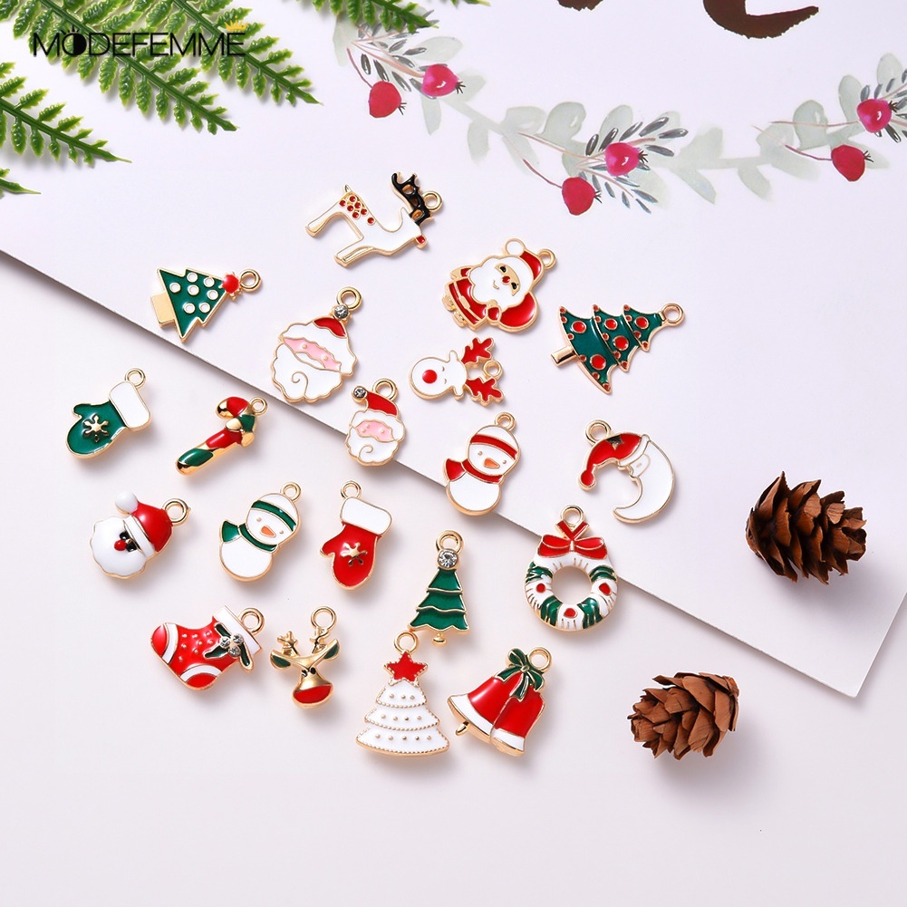 19pcs Charms Enamel Diy Untuk Dekorasi Pohon Natal