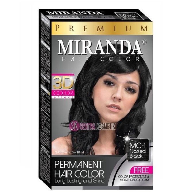 Miranda Permanent Hair Color MC-1 Natural Black / Hitam Alami 30mL / Pewarna Rambut / Cat Rambut / S