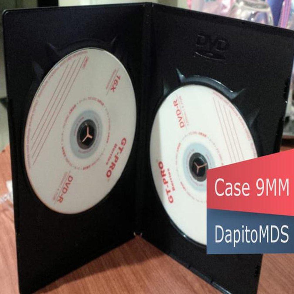 Trend-PAKET 10PCS DVD/CD CASE GT-PRO DOUBLE SIDE 9mm TEBAL HITAM - isi 10 pcs