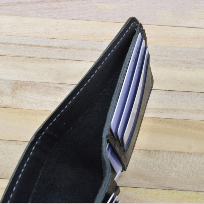 dompet pria kulit sapi asli warna hitam | bifold wallet melengkung