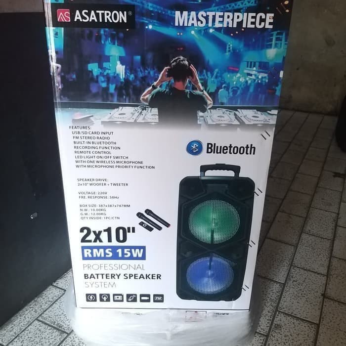 Speaker aktif Bluetooth meeting Asatron Masterpiece 2x10inch karaoke