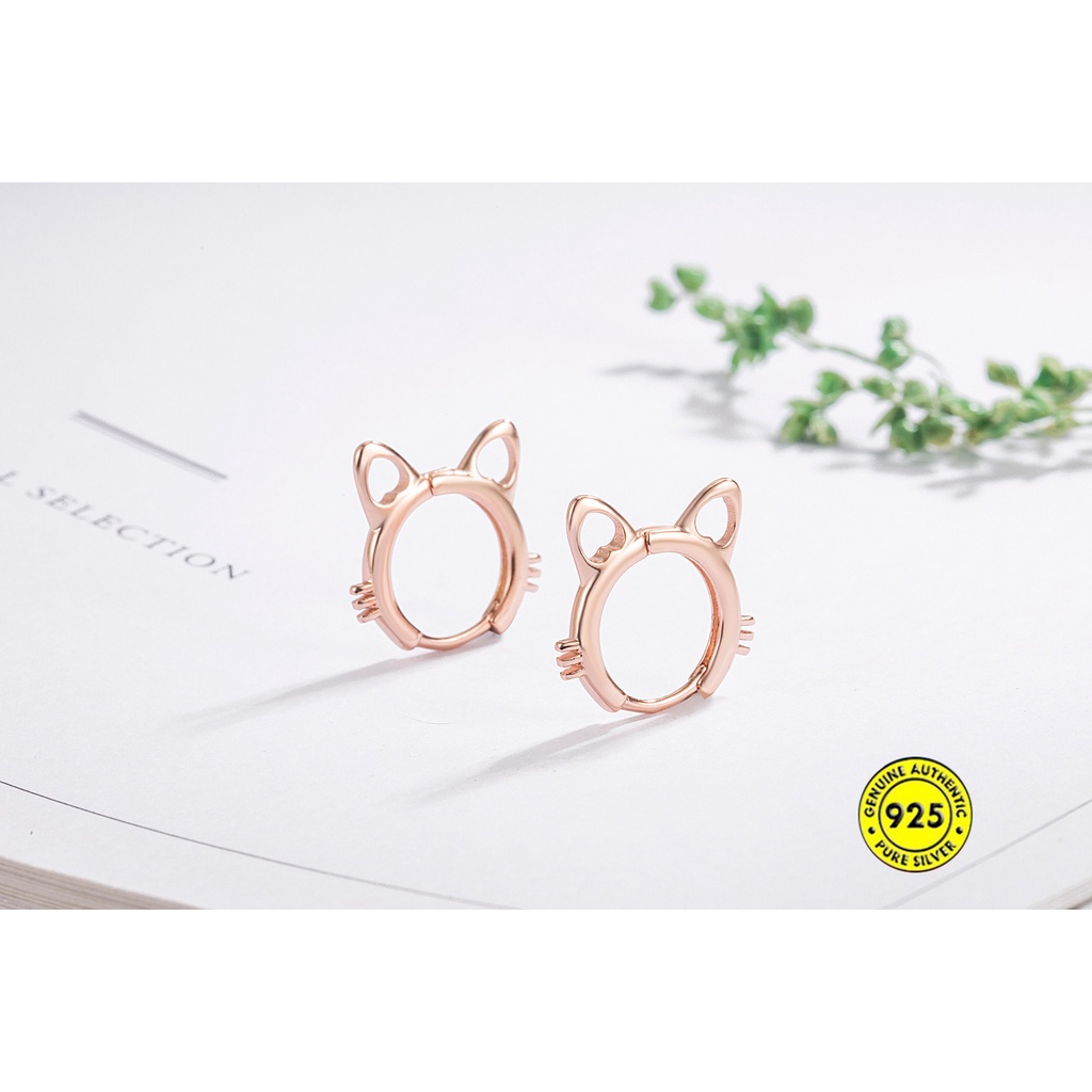 Anting Tusuk Gantung Desain Kucing Hollow Gaya Jepang Untuk Wanita