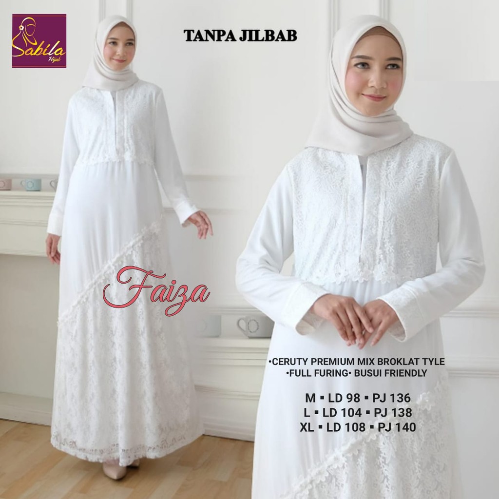 Dress Faiza / Gamis putih/Gamis akad/Gamis Pesta /gamis  umroh/ Gamis remaja