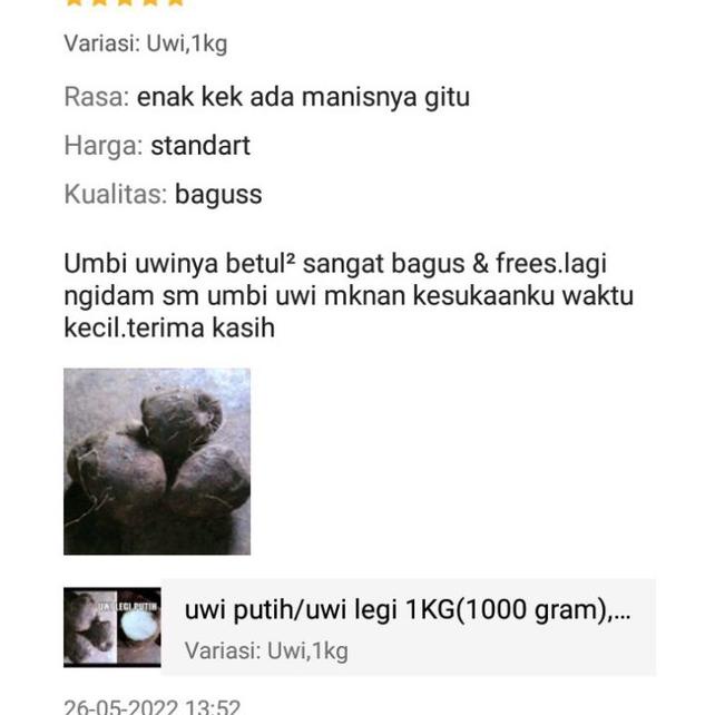 

「SUPER Sale」 umbi uwi putih/uwi legi 1KG(1000 gram),uwi manis asli Tuban